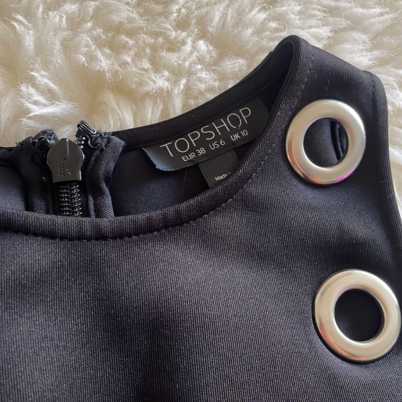 Topshop Black Dress with Eyelet Grommets, US 6 - Picture 4 of 5